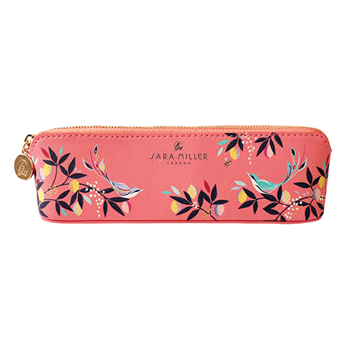 Coral Orchard Songbird Print Slim Pencil Case Sara Miller London