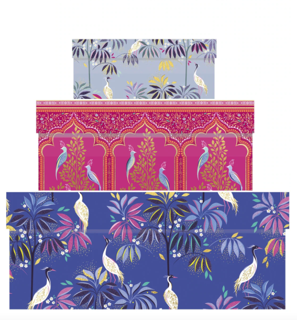 Set of 3 Sara Miller London Crane Garden Print Gift Boxes