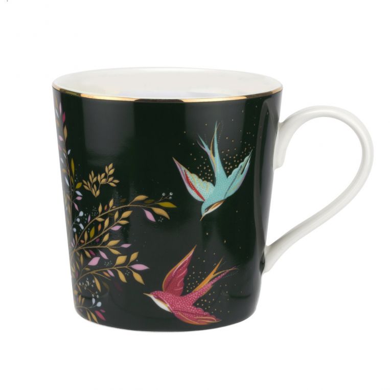 Dark Green Swallow Print Mug Chelsea Collection Sara Miller London