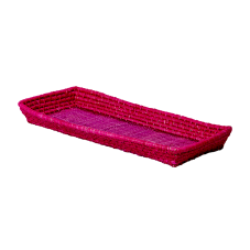Set of 2 Raffia Tray Baskets In Fuchsia & Purple by Rice DK - Vibrant Home