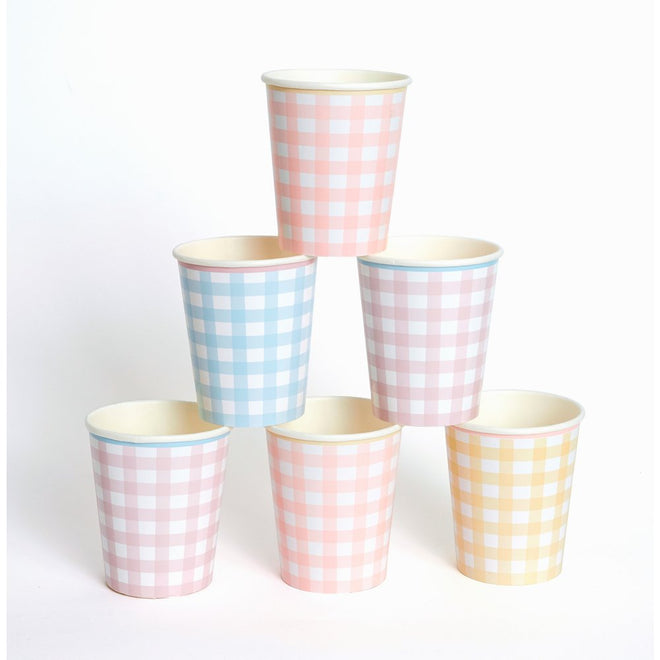 Gingham Print Paper Cups By Meri Meri