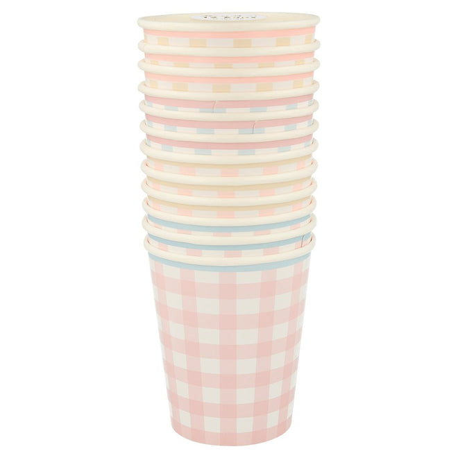 Gingham Print Paper Cups By Meri Meri