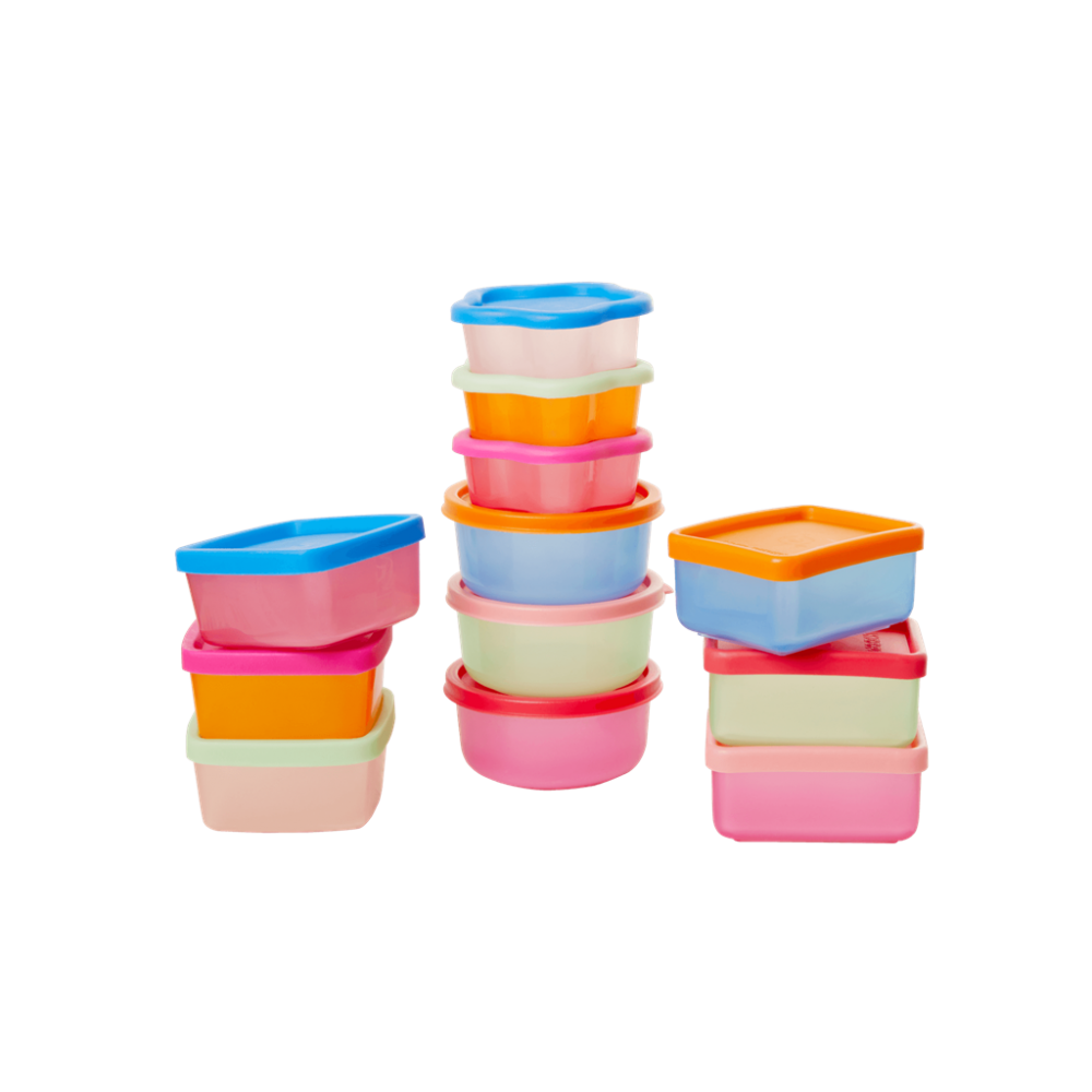 Set of 12 Colourful Small Plastic Storage Boxes Rice DK