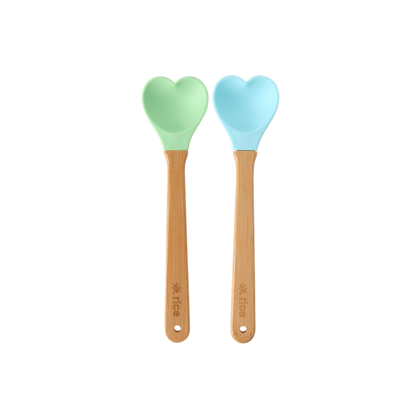 Heart Shaped Small Silicone Kitchen Spoon Set of 2 Rice DK