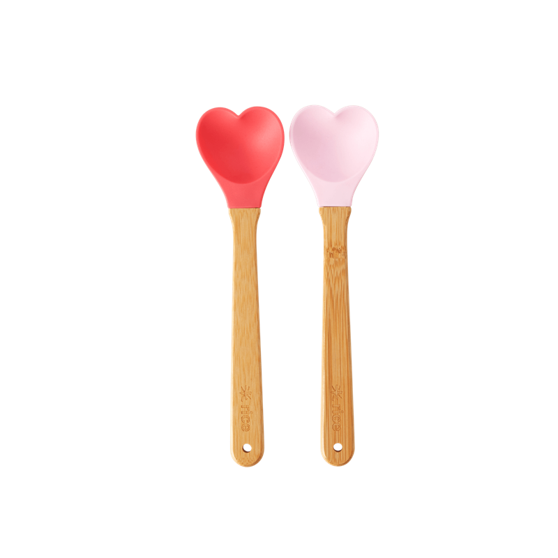 Heart Shaped Small Silicone Kitchen Spoon Set of 2 By Rice DK