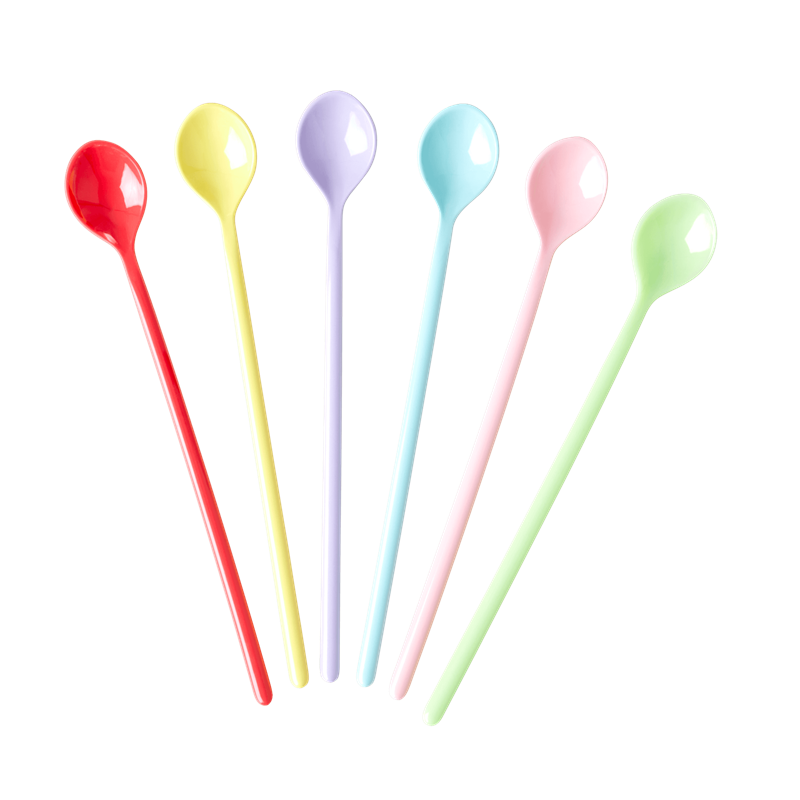 Set of 6 Long Handled Melamine Spoons Yippie Yippie Yeah Rice DK