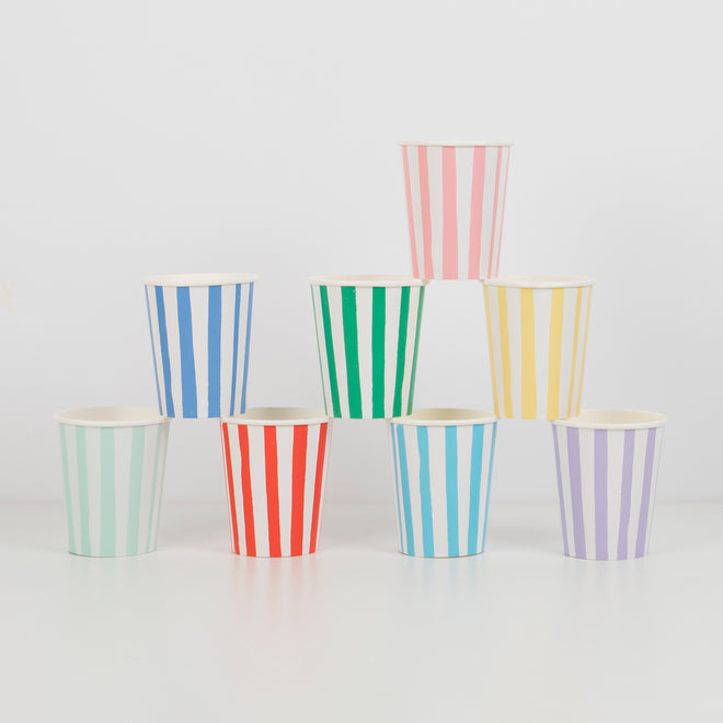 Striped Paper Cup Set of 8 By Meri Meri