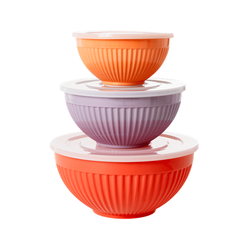 Melamine Stacking Storage Bowls Set of 3 Orange, Lavender, Apricot Rice DK