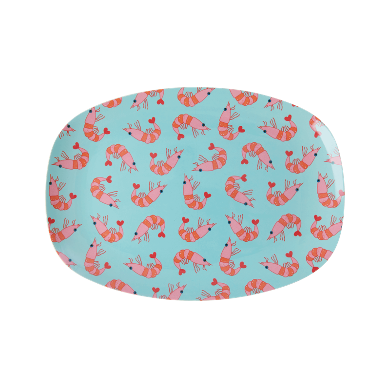 Shrimp Print Small Rectangular Melamine Plate By Rice DK