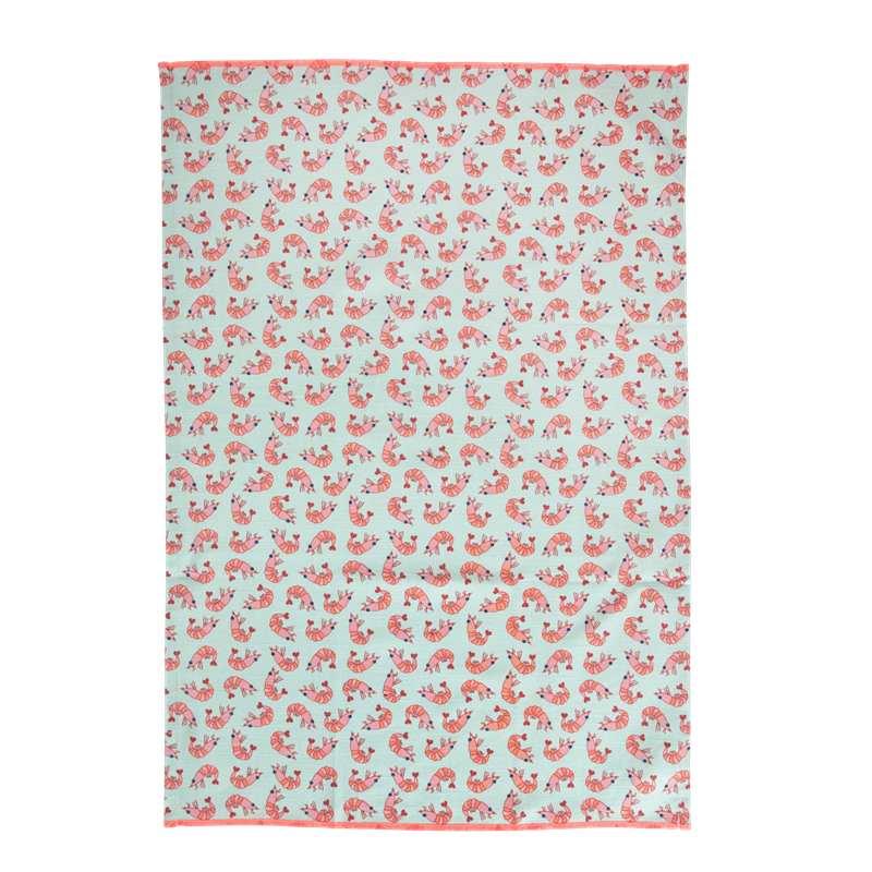 Shrimp Print Cotton Tea Towel By Rice DK