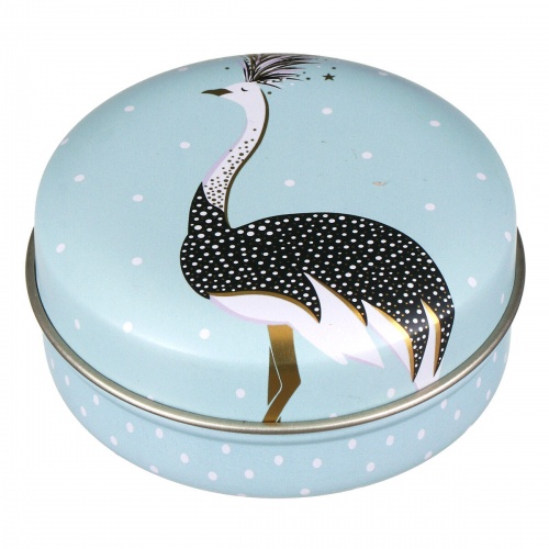 Ostrich Print Small Round Tin By Sara Miller