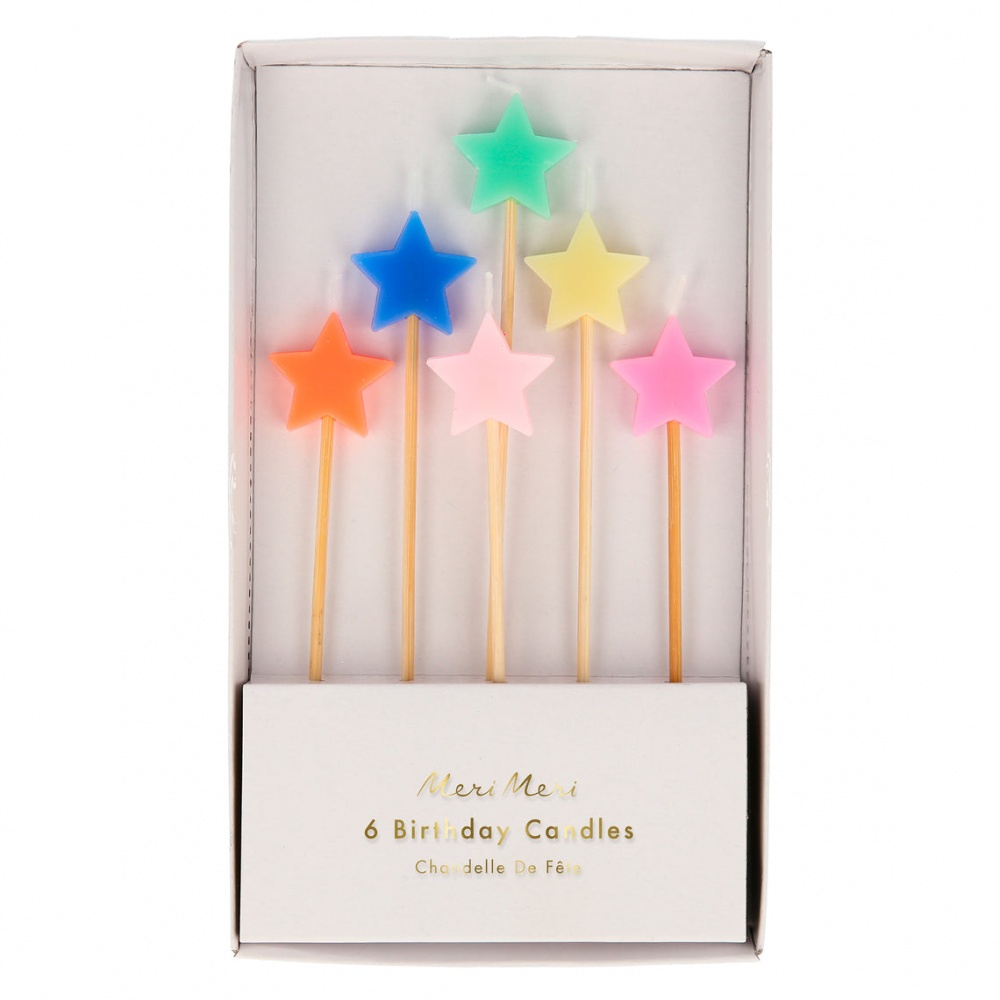 Coloured Star Shaped Candles By Meri Meri