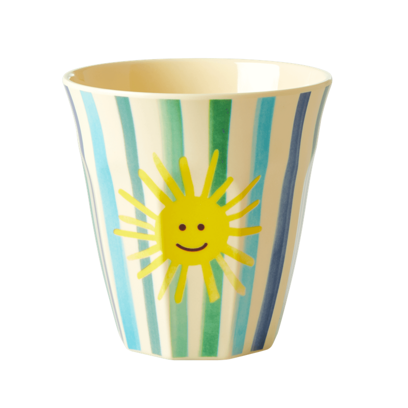 Blue Stripe and Sunshine Print Melamine Cup By Rice DK