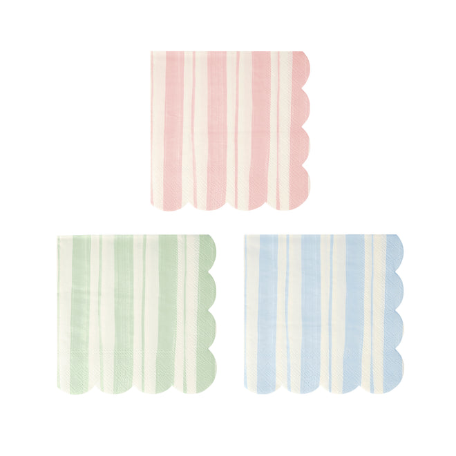 Stripe Print Small Paper Napkins Set of 16 Meri Meri