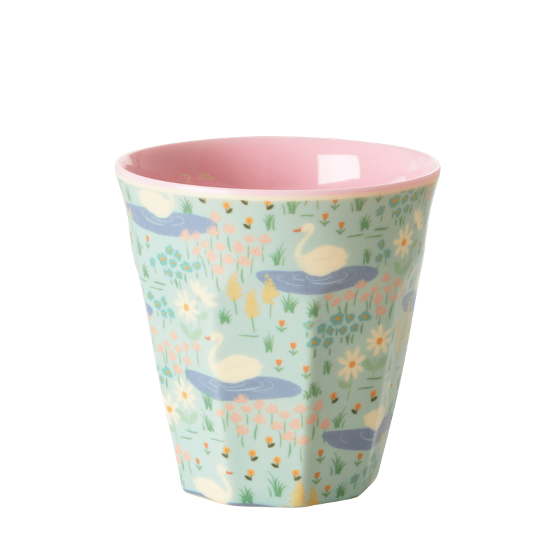 Swan Print Kids Small Melamine Cup Rice DK