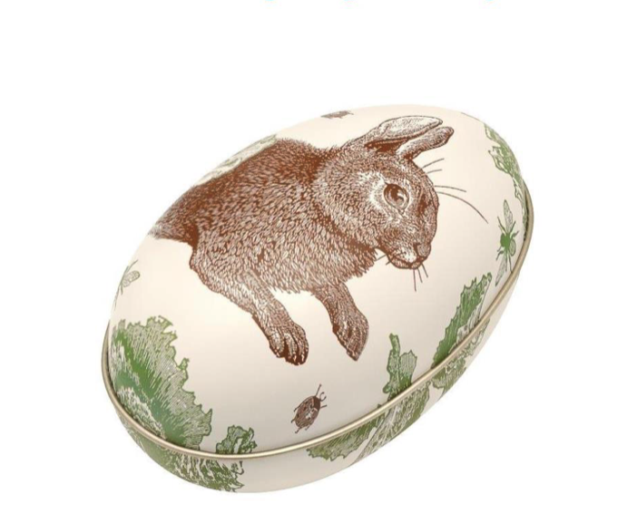 Rabbit Print Egg Shaped Tin By Thornback & Peel