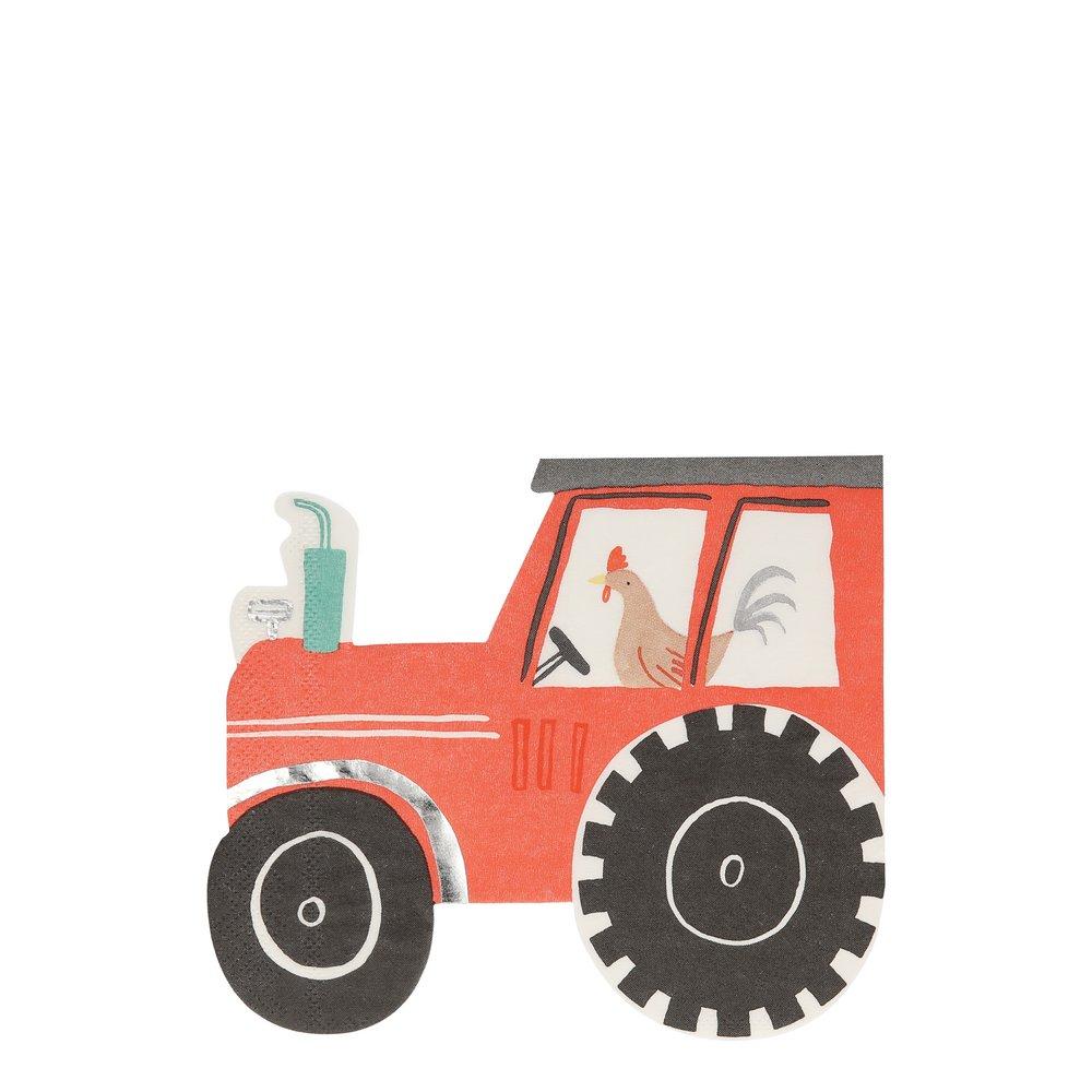 Red Tractor Shaped Paper Napkins By Meri Meri - Vibrant Home Red Tractor Shaped Paper Napkins By Meri Meri - Vibrant Home