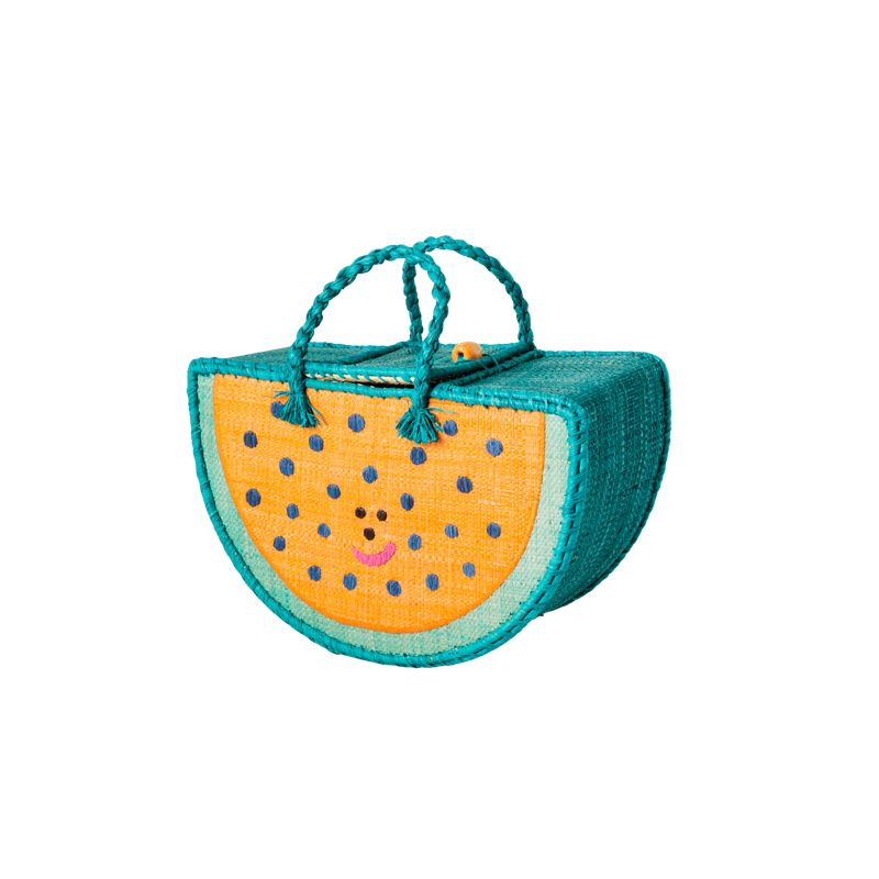 Watermelon Shaped Raffia Basket By Rice DK