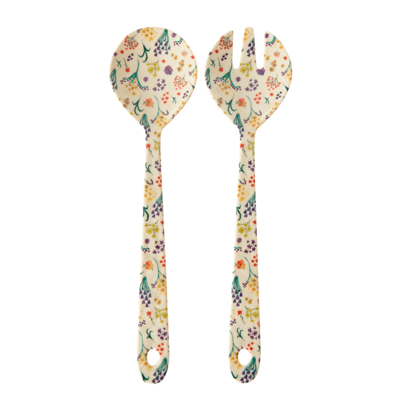 Melamine Salad Servers Wild Flower Print Rice DK