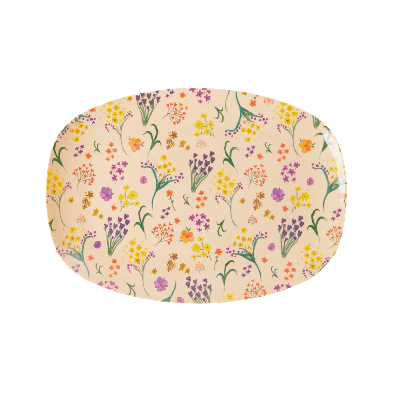 Wild Flower Print Small Rectangular Melamine Plate By Rice DK
