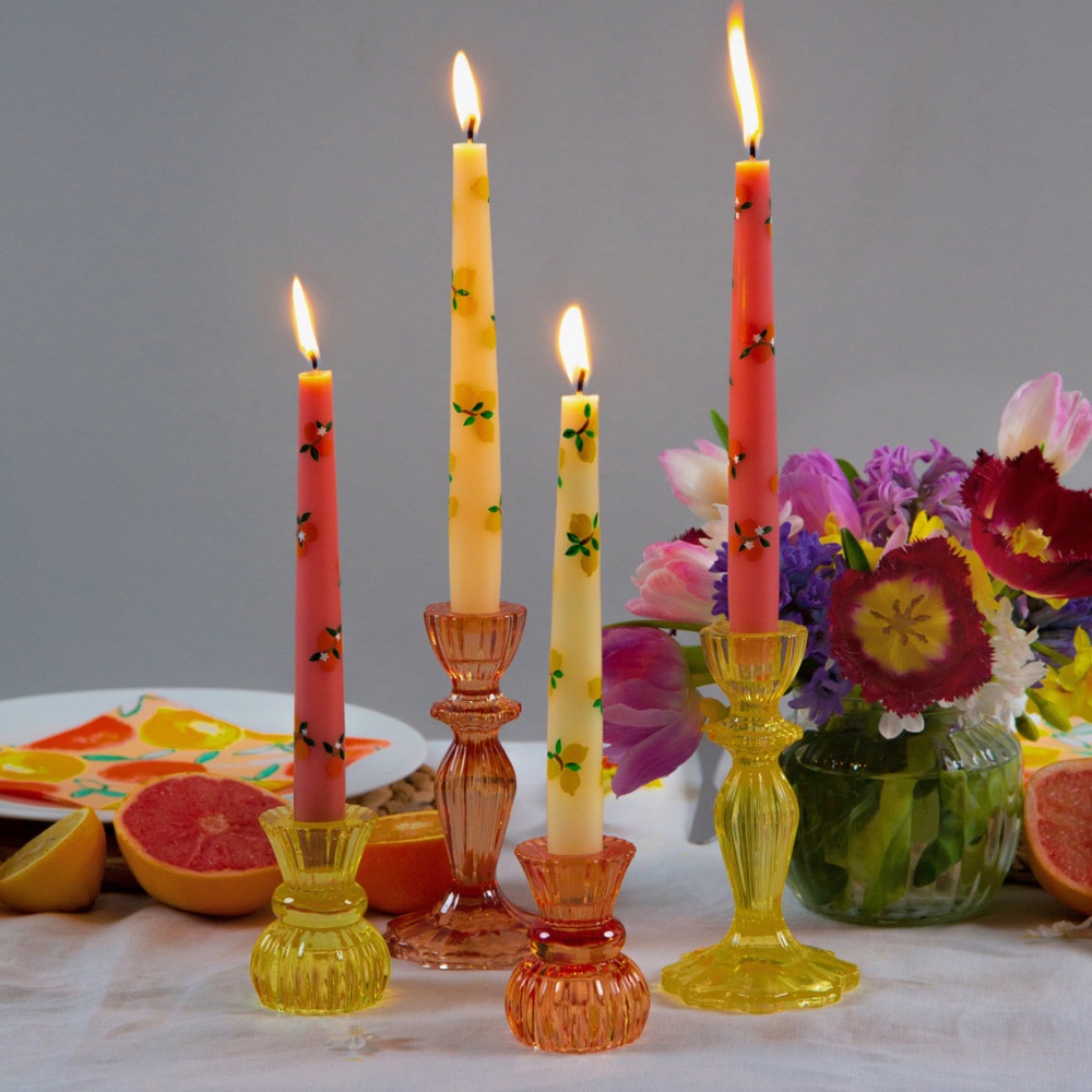 Yellow Glass Candle Holder by Talking Tables