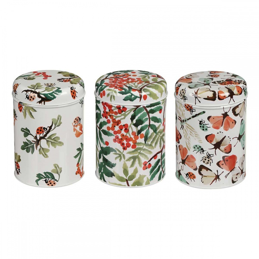 All Creatures Great & Small Print Set of 3 Tin Caddies By Emma Bridgewater