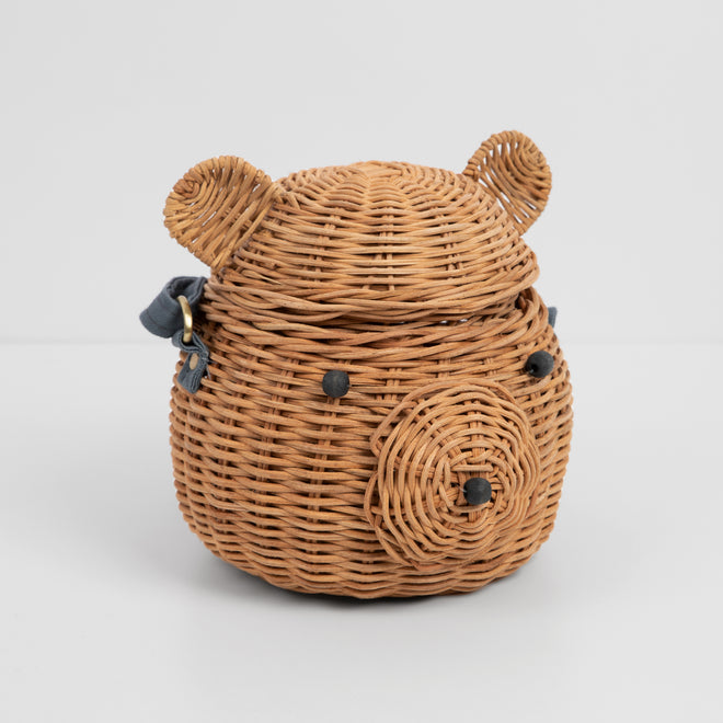 Bear Rattan Basket by Meri Meri Vibrant Home