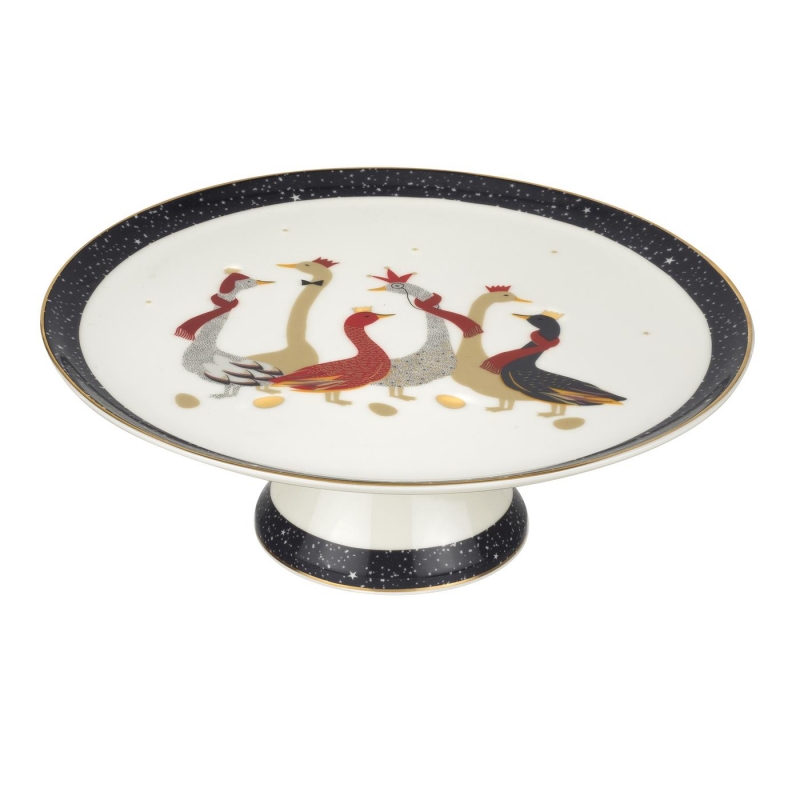 Christmas Geese Print Cake Stand By Sara Miller Vibrant Home