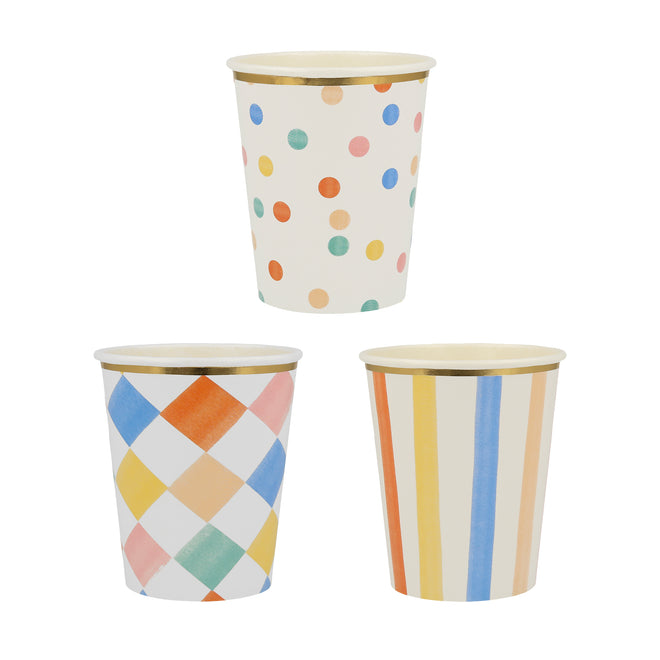 Colourful Pattern Print Paper Cups By Meri Meri Vibrant Home