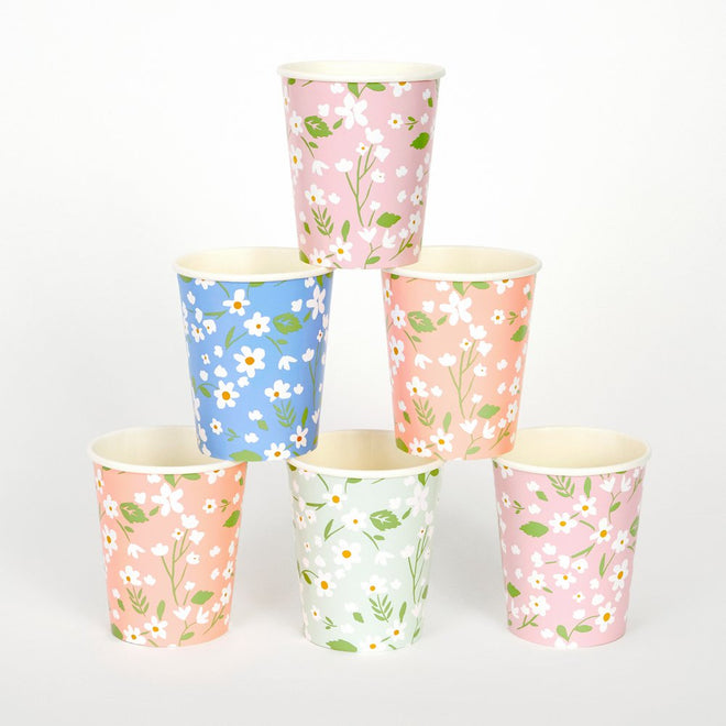 Ditsy Floral Print Paper Cups Set of 12 Meri Meri Vibrant Home
