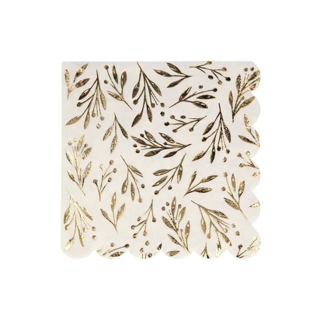 Gold Leaf Print Paper Napkins By Meri Meri Vibrant Home
