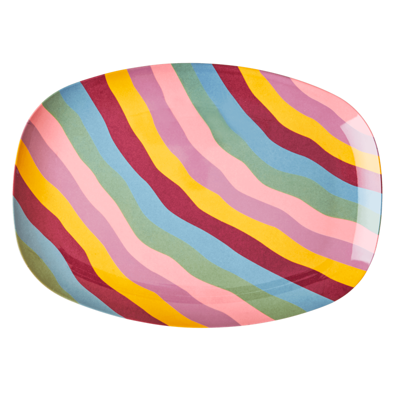 Funky Stripes Print Rectangular Melamine Plate By Rice DK Vibrant Home