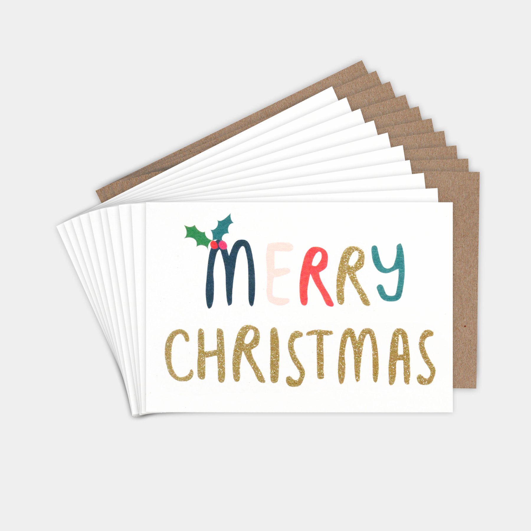 Merry Christmas Small Cards Pack of 10 Caroline Gardner - Vibrant Home