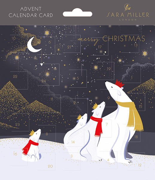 Polar Bear Advent Calendar Card By Sara Miller - Vibrant Home