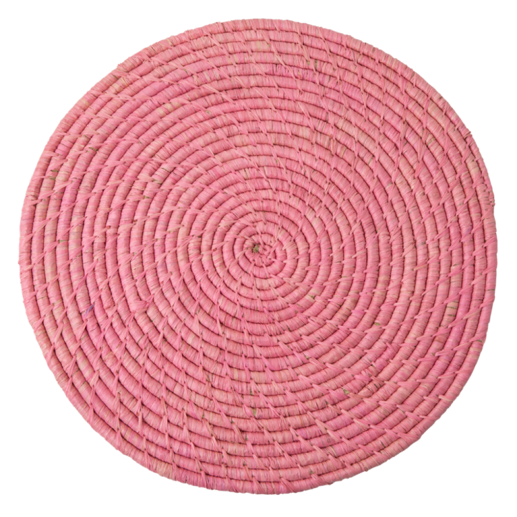 Raffia Large Round Placemat Coaster In Soft Pink By Rice DK - Vibrant Home
