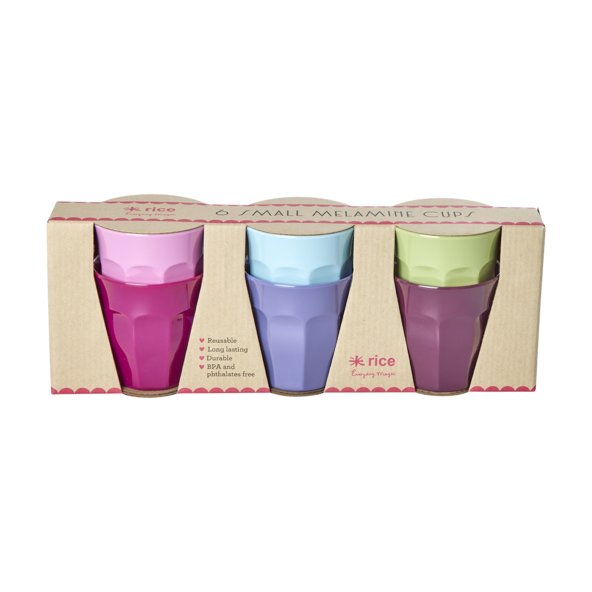 Set of 6 Small Melamine Cups By Rice DK Vibrant Home
