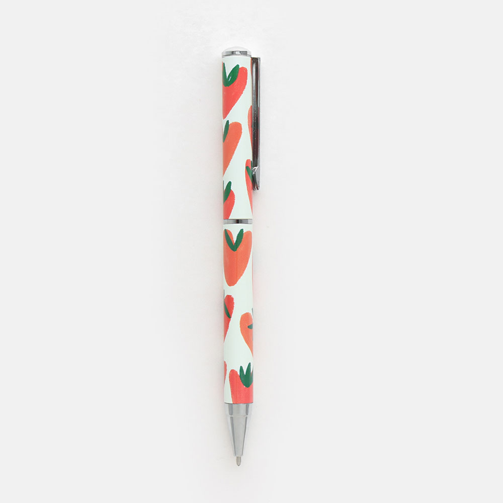Caroline Gardner Strawberry Heart Print Ball Point Pen Boxed Vibrant Home