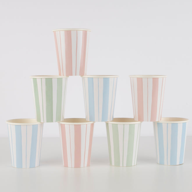 Stripe Print Paper Cups Set of 8 Meri Meri Vibrant Home