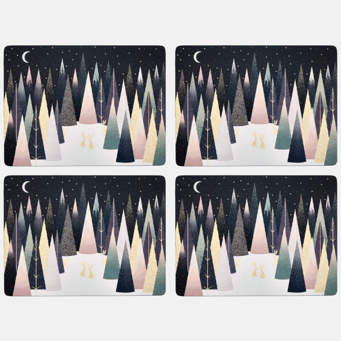 Set of 4 Large Placemats Frosted Pine Print Sara Miller Vibrant Home