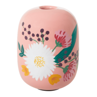Apricot Metal Candleholder Hand Painted Flowers Rice DK