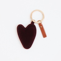 Burgundy Velvet Heart Shaped Keyring By Caroline Gardner