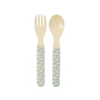 Blue Cloud Print Childs Melamine Spoon & Fork Set by Rice DK
