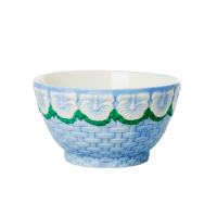 Ceramic Bowl with Embossed Blue Flower Design Rice DK