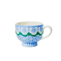 Ceramic Mug with Embossed Blue Flower Design Rice DK