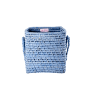 Blue Raffia Coloured Small Square Storage Basket Rice