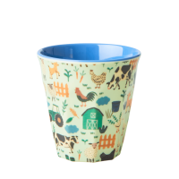 Blue Farm Print Kids Small Melamine Cup Rice DK