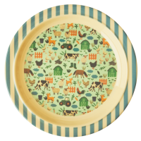 Blue Farm Print Kids Melamine Plate Rice DK