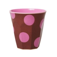 Brown Melamine Cup Pink Dot Print by Rice DK