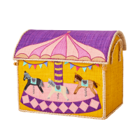 Horse Carousel Raffia Toy Storage Medium Baskets Rice DK
