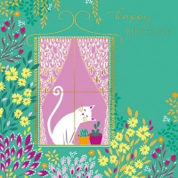Cat & Flowers Birthday Card By Sara Miller London